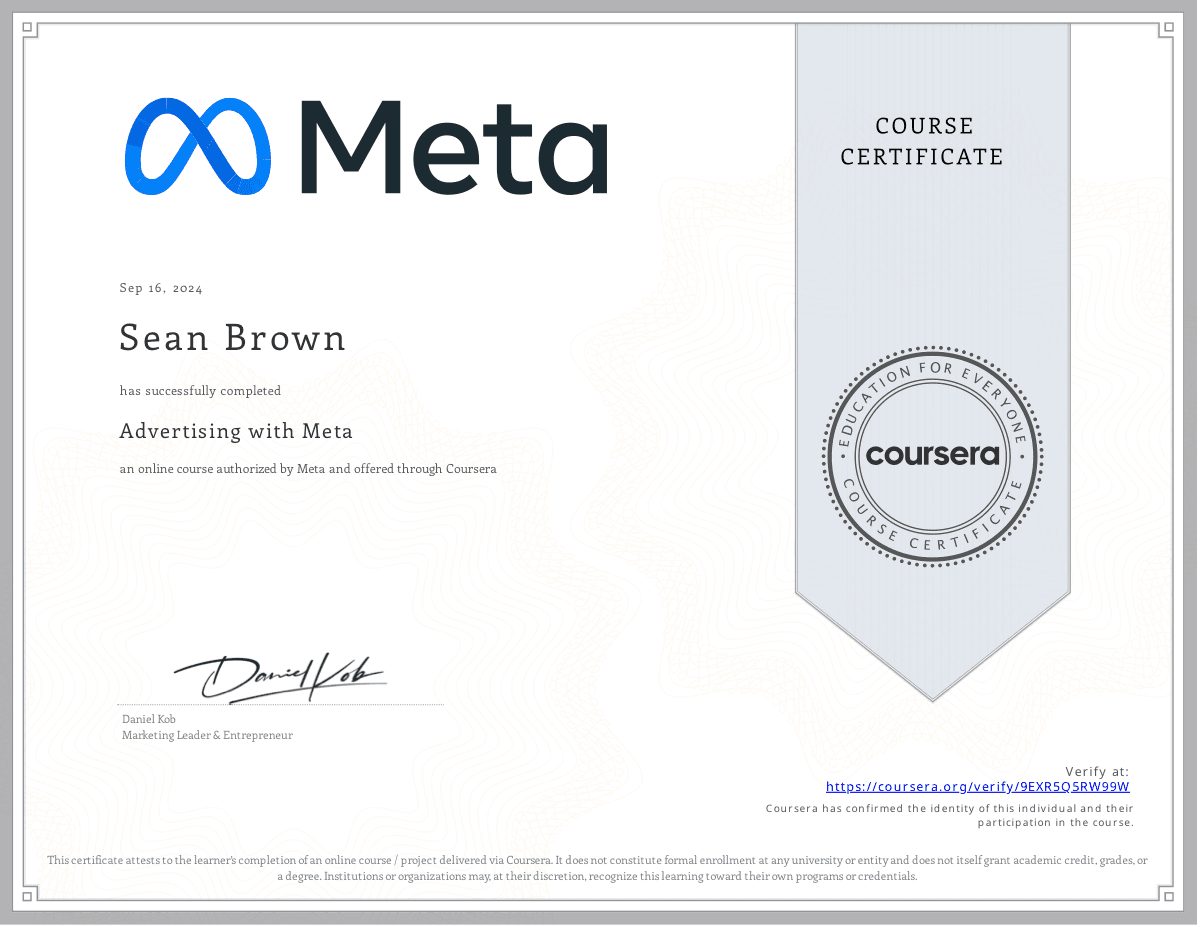 Advertising with Meta certificate