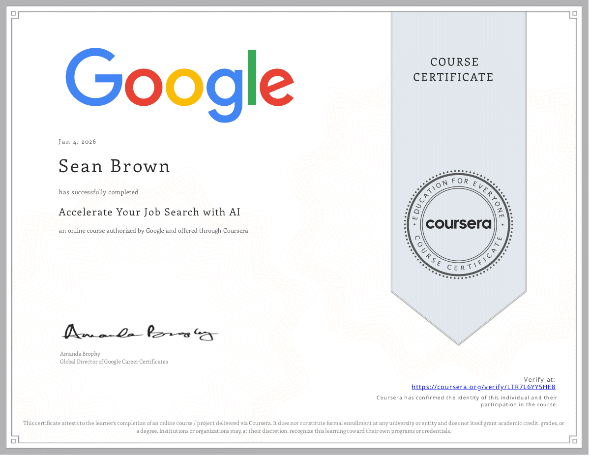 Accelerate Your Job Search with AI certificate
